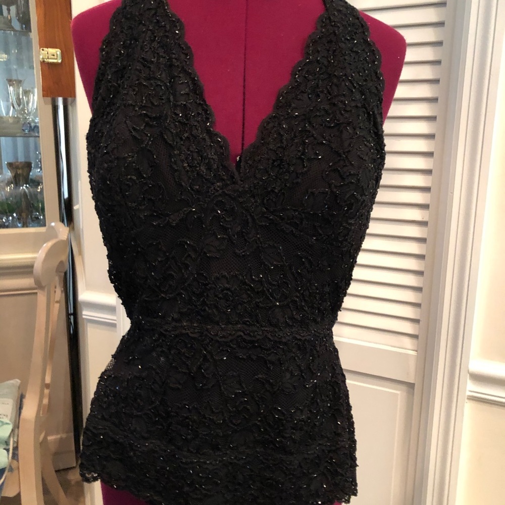 Black beaded halter top